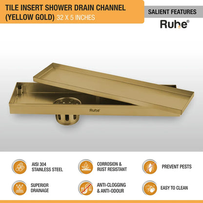 Tile-Insert Shower Drain Channel Coloured (5 Inches)