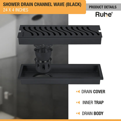 Wave Shower Drain Channel (4 Inches)