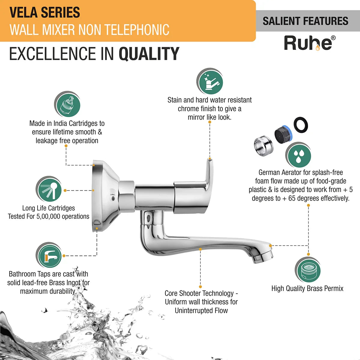 Vela Wall Mixer Tap