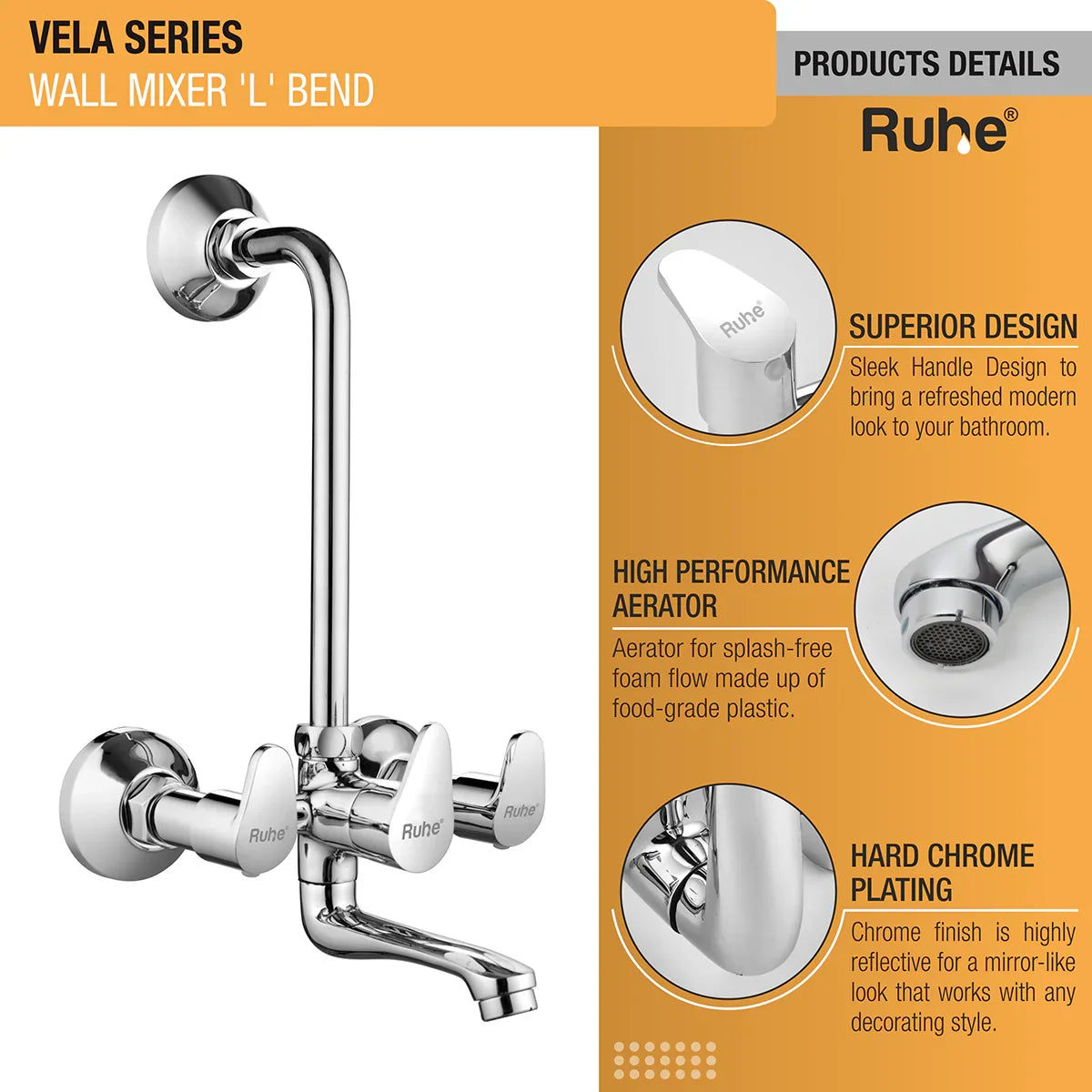 Vela Wall Mixer Tap with L Bend