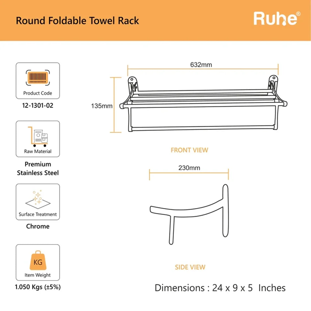 Round Foldable Towel Rack (24 Inches)