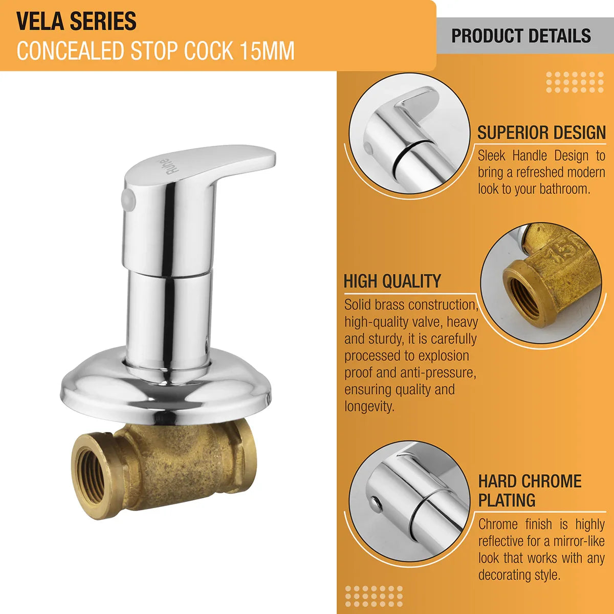 Vela Concealed Stop Valve Brass Faucet (15mm)- by Ruhe