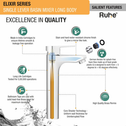 Elixir Single Lever Deck-mount Tall Body Wash Basin Mixer Tap