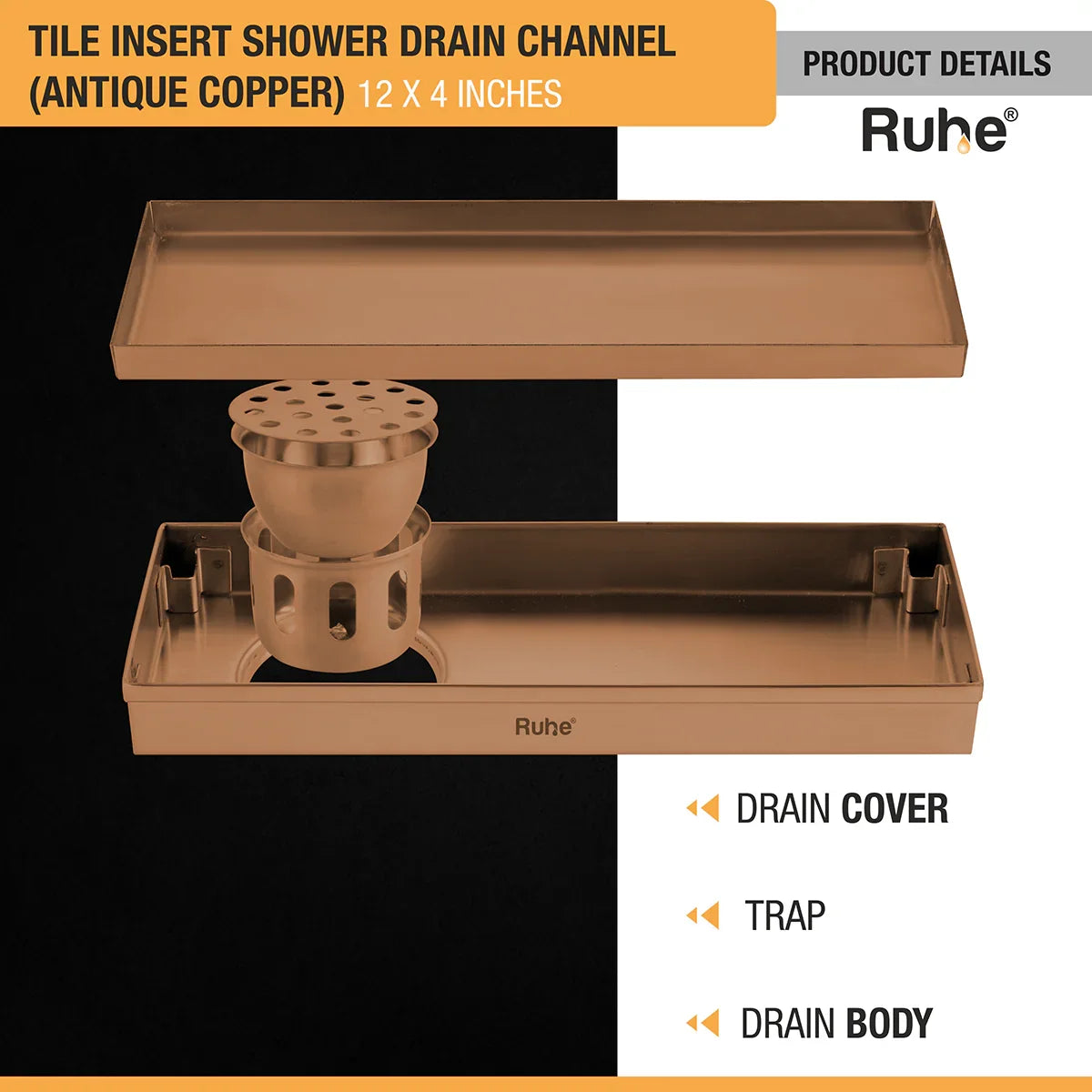 Vertical Shower Drain Channel (4 Inches)