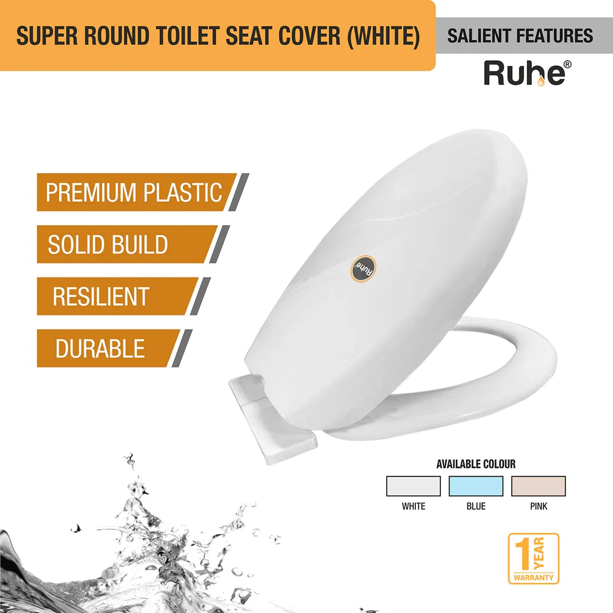 Super Round Toilet Seat Cover (White) features and benefits