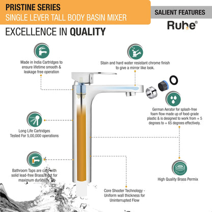 Pristine Single Lever Deck-mount Tall Body Wash Basin Mixer Tap - by Ruhe