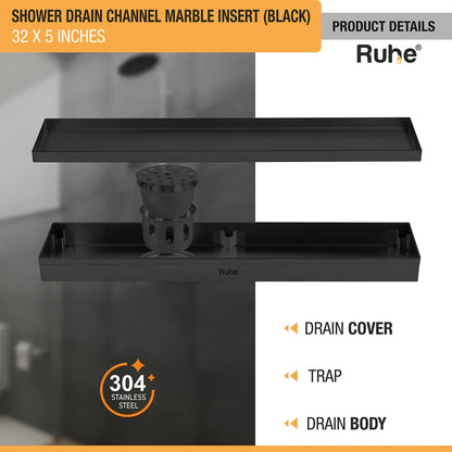 Marble-Insert Shower Drain Channel 5 inches