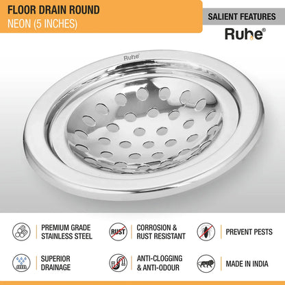 Neon Round Floor Drain (5 Inches) (Pack of 2) - by Ruhe