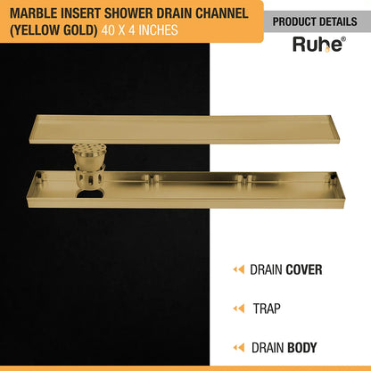 Marble-Insert Shower Drain Channel (4 Inches)