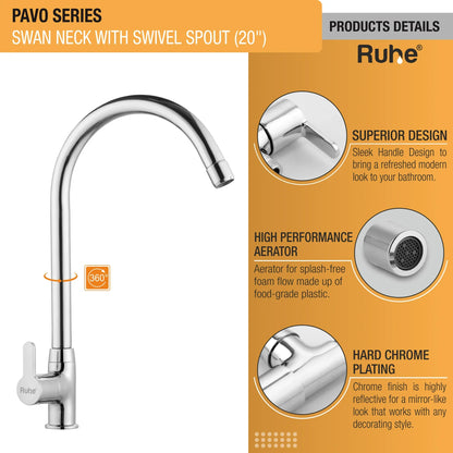 Pavo Deck Mount Kitchen Sink Tap with Small Swivel Spout