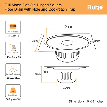 Full Moon Floor Drain with Cockroach Trap