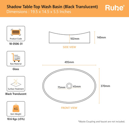 Shadow Table-Top Wash Basin (dimensions)