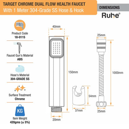 Target Health Faucet With Dual Flow And 304-Grade SS Hose & Hook