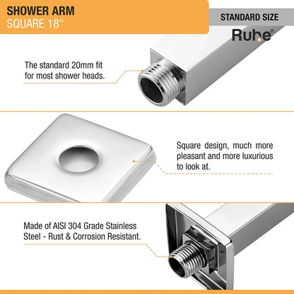 Square 304-Grade Shower Arm