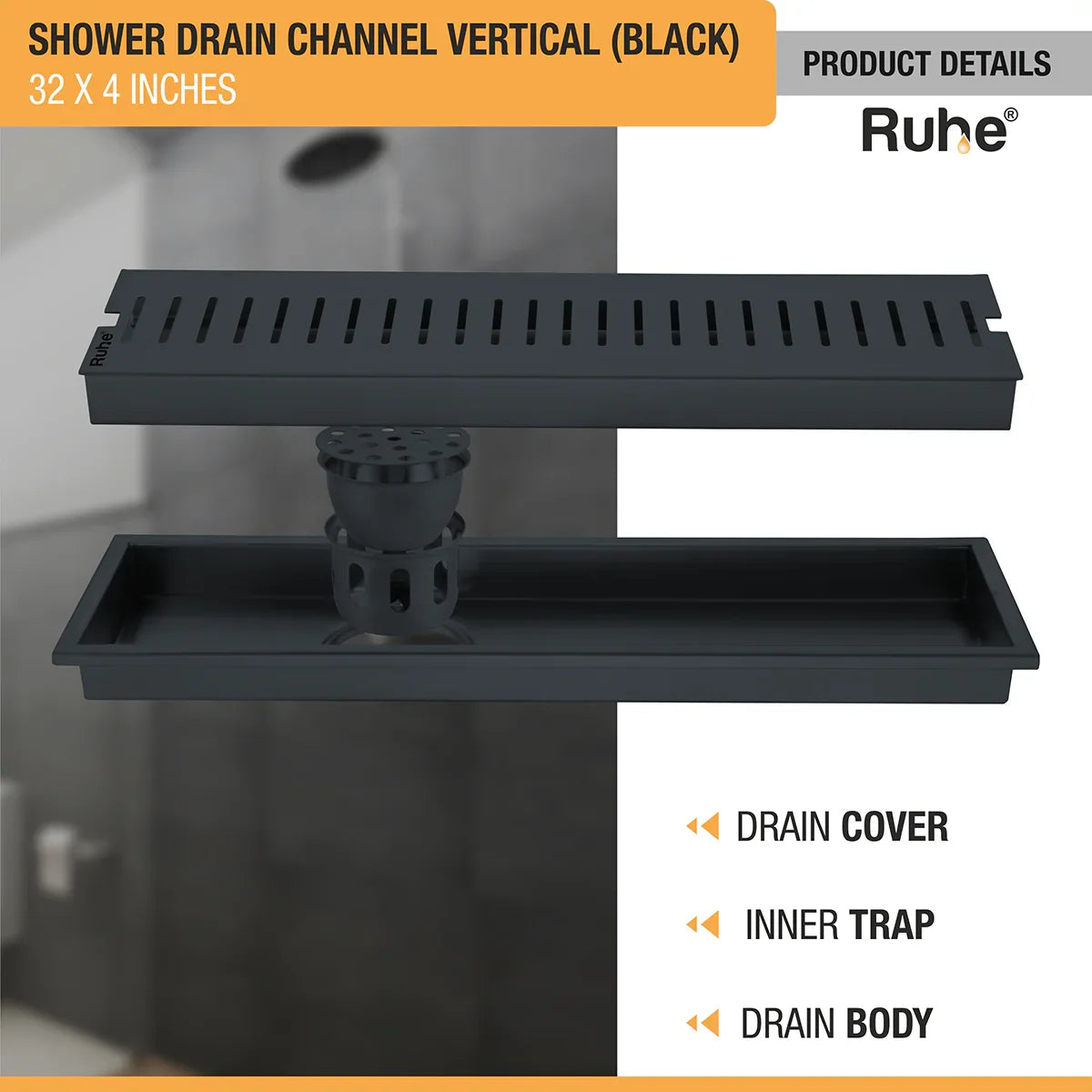 Vertical Shower Drain Channel (4 Inches)