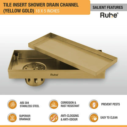 Tile-Insert Shower Drain Channel Coloured (5 Inches)