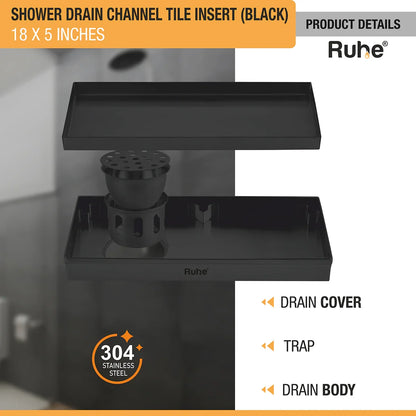 Tile-Insert Shower Drain Channel (5 Inches)