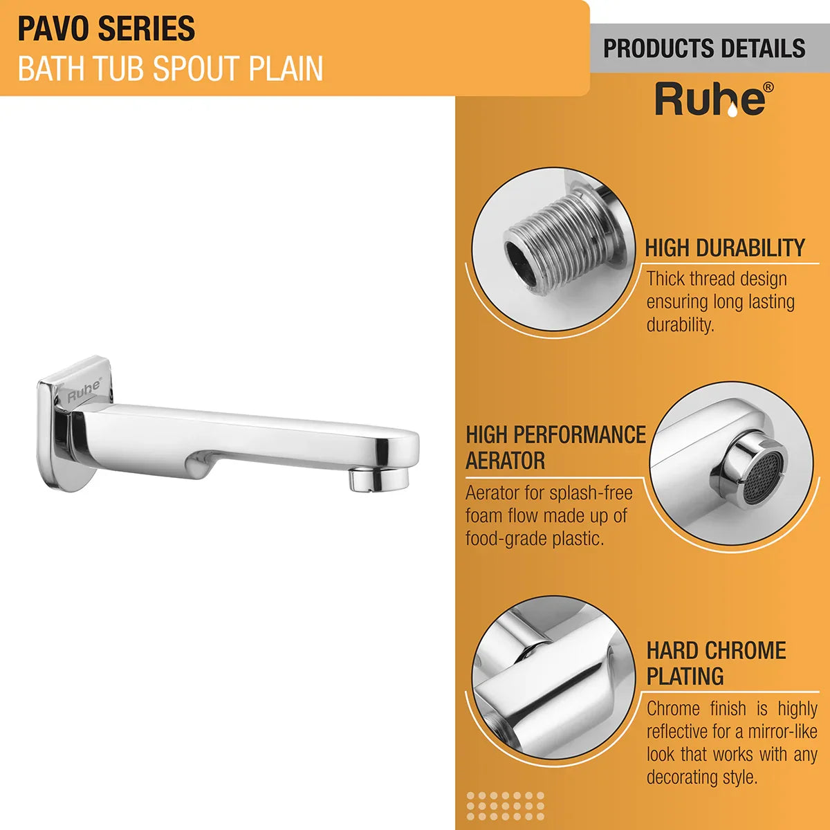 Pavo Plain Bathtub Tap (Only Spout)