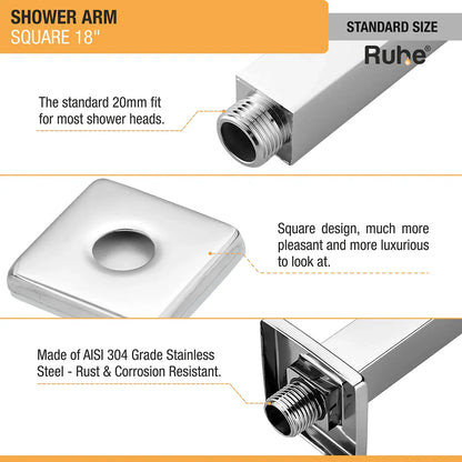 Square 304-Grade Shower Arm