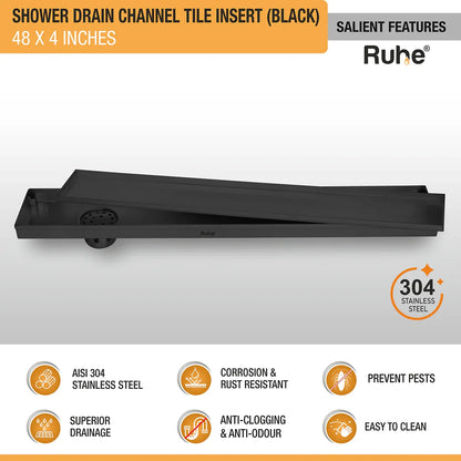 Tile-Insert Shower Drain Channel (4 Inches)