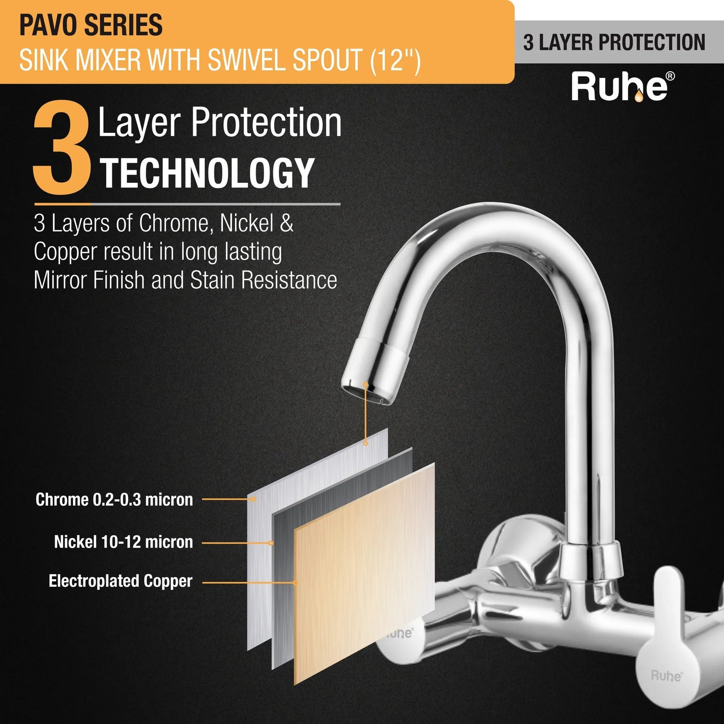 Pavo Sink Mixer with Small (12 inches) Round Swivel Spout Faucet protection