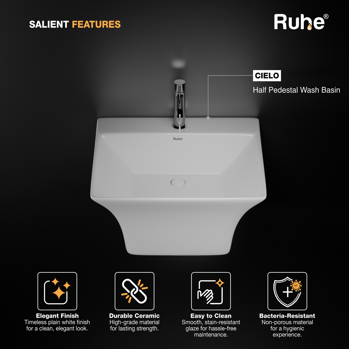 Cielo Half Pedestal Wash Basin	(Features)
