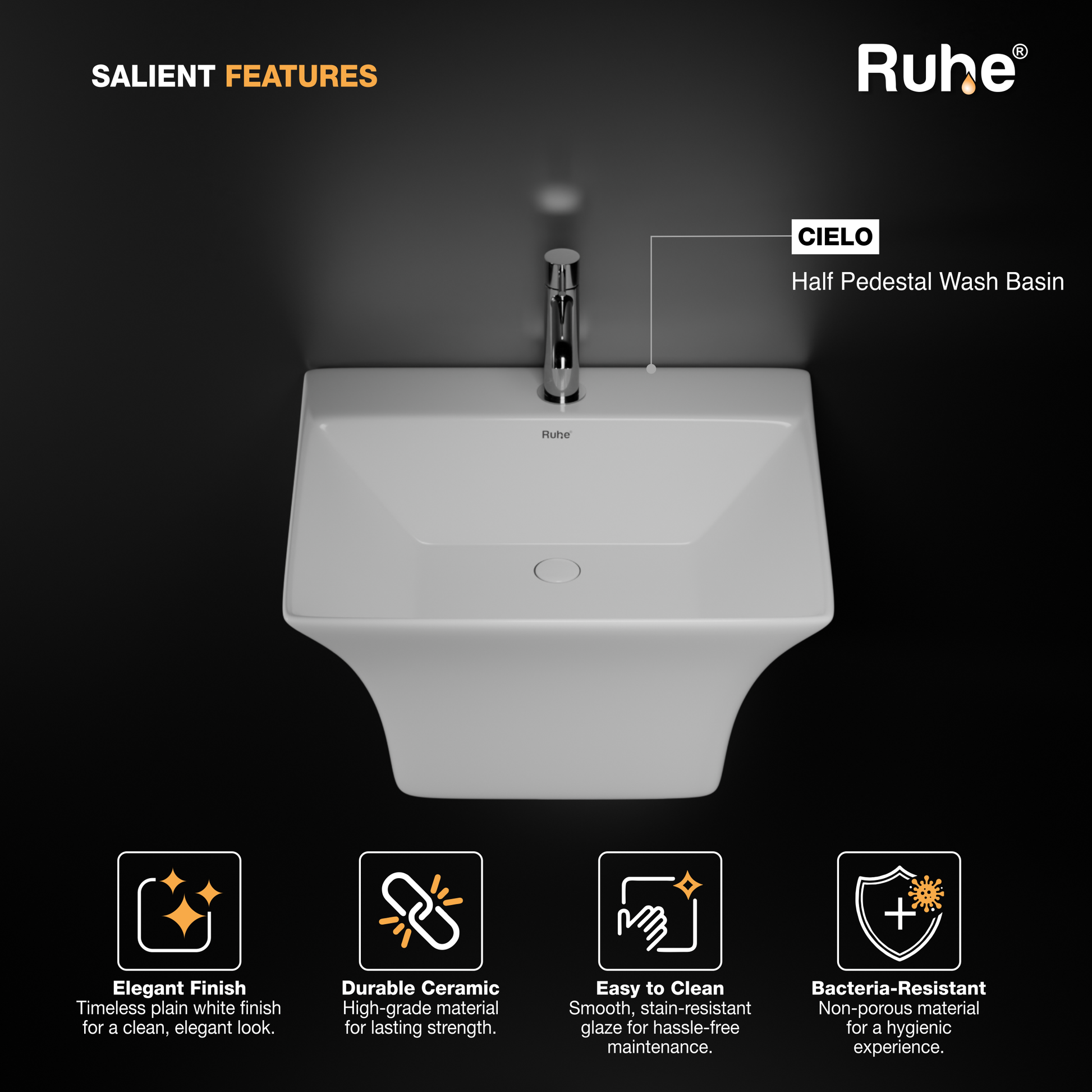 Cielo Half Pedestal Wash Basin	(Features)