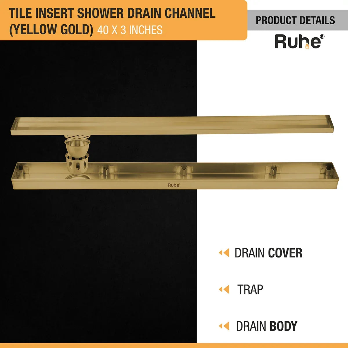 Tile-Insert Shower Drain Channel Coloured (3 Inches)