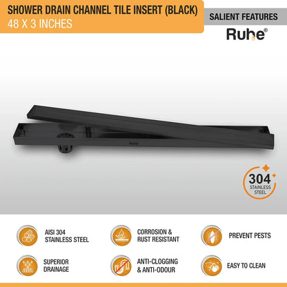 Tile-Insert Shower Drain Channel Coloured (3 Inches)