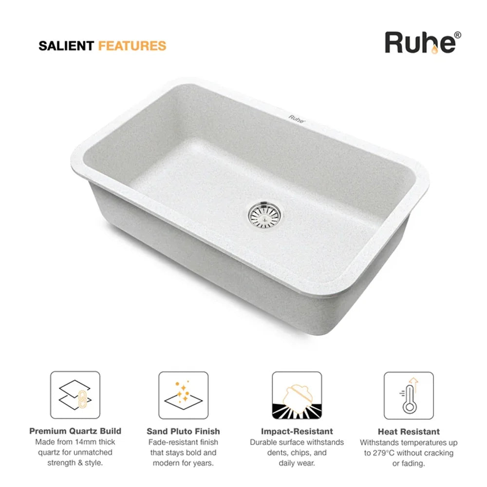 Quartz Single Bowl Sand Pluto Kitchen Sink (31 x 19 x 9 Inches)