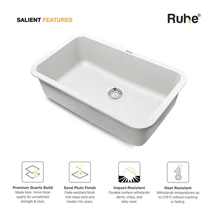 Quartz Single Bowl Sand Pluto Kitchen Sink (31 x 19 x 9 Inches)