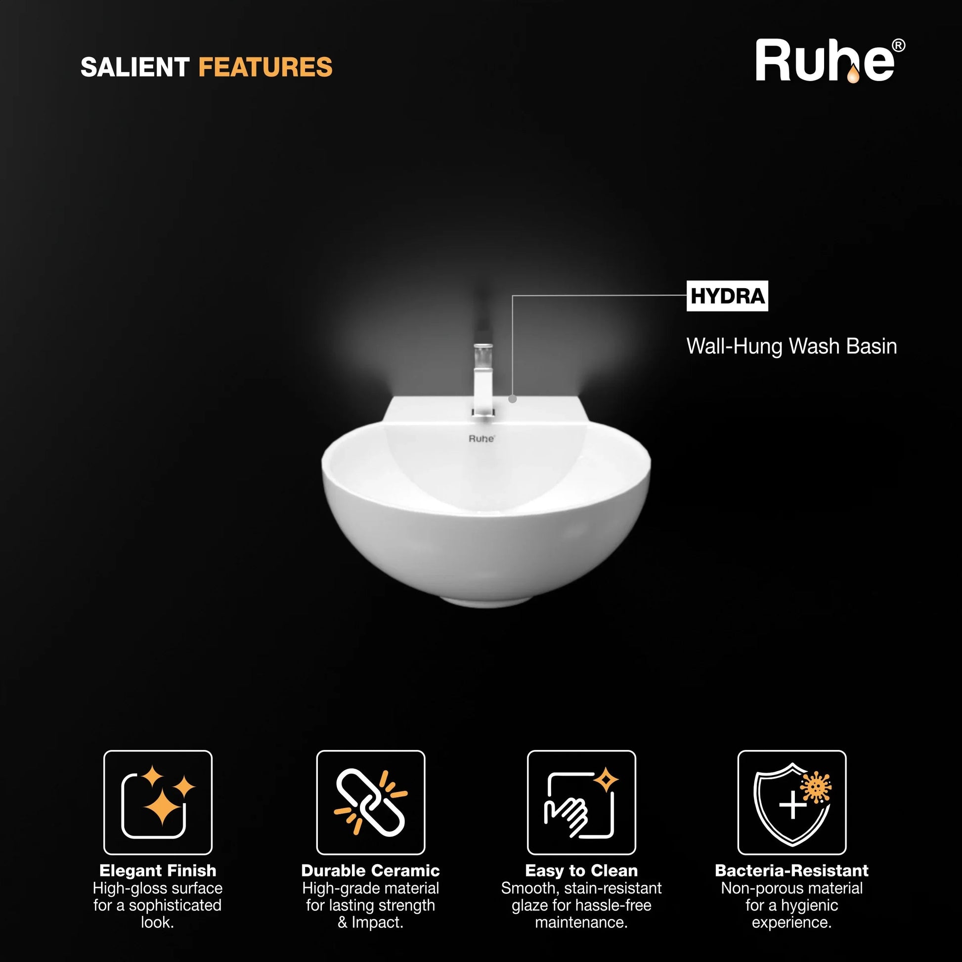 Hydra Wall-hung Wash Basin (Features)