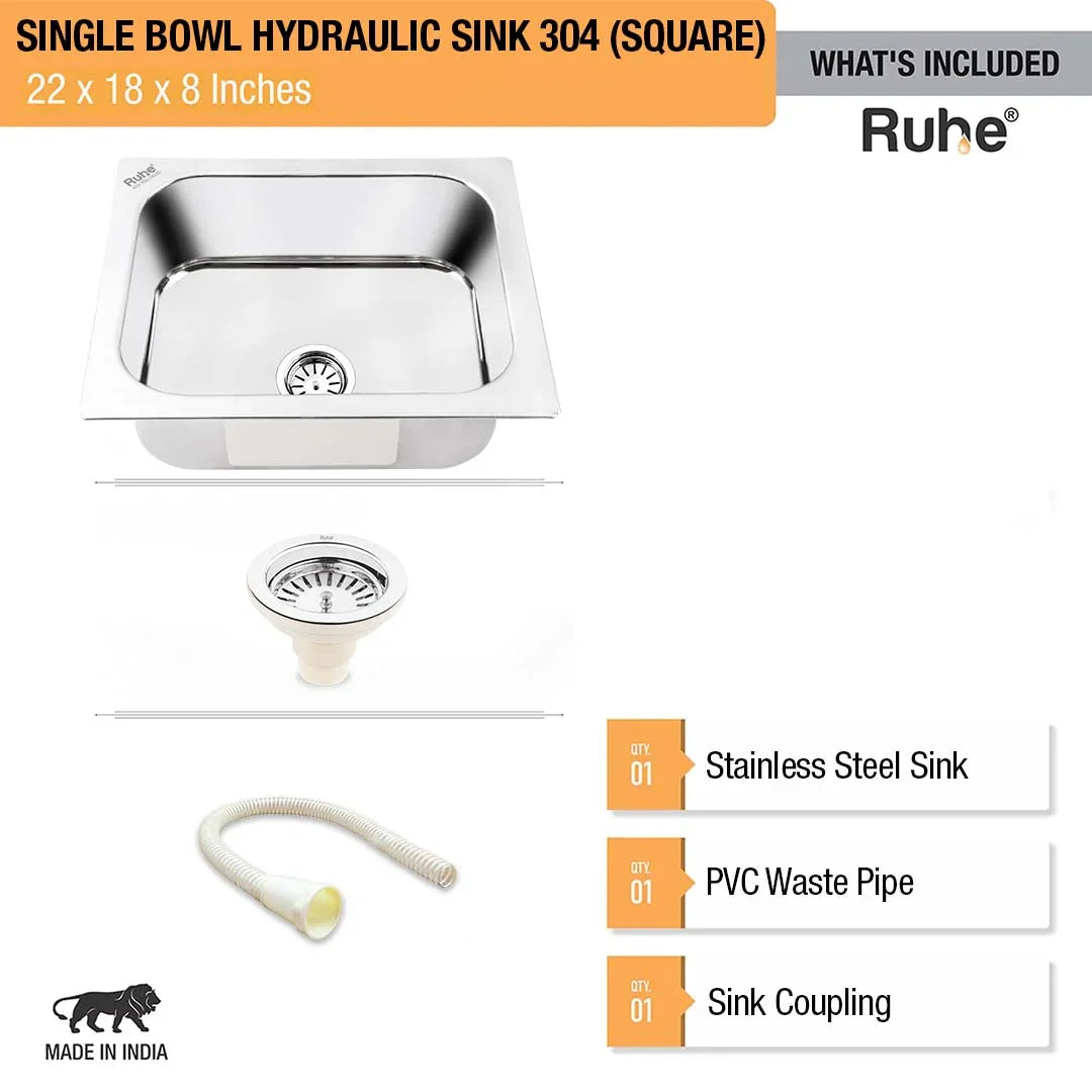 Single Bowl Kitchen Sink (22 x 18 x 8 Inches), What's Included