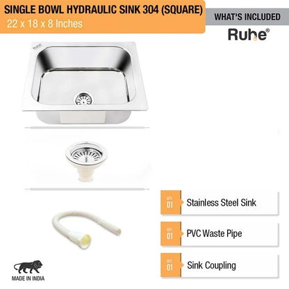 Single Bowl Kitchen Sink (22 x 18 x 8 Inches), What's Included