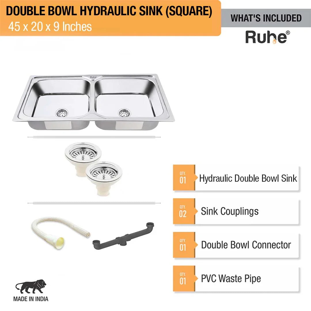 Double Bowl Kitchen Sink (45 x 20 x 9 Inches), What's Included
