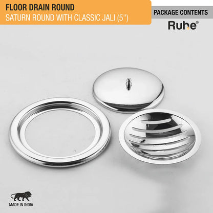 Saturn Classic Jali Round Floor Drain (5 Inches) with Lid - by Ruhe