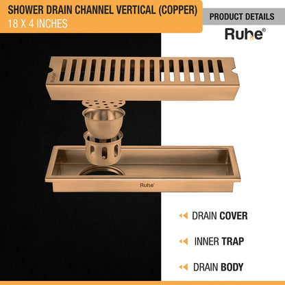 Vertical Shower Drain Channel (4 Inches)
