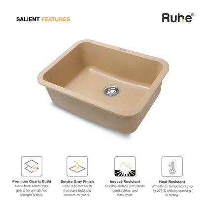 Quartz Single Bowl Round Kitchen Sink (24 x 18 x 9 Inches)