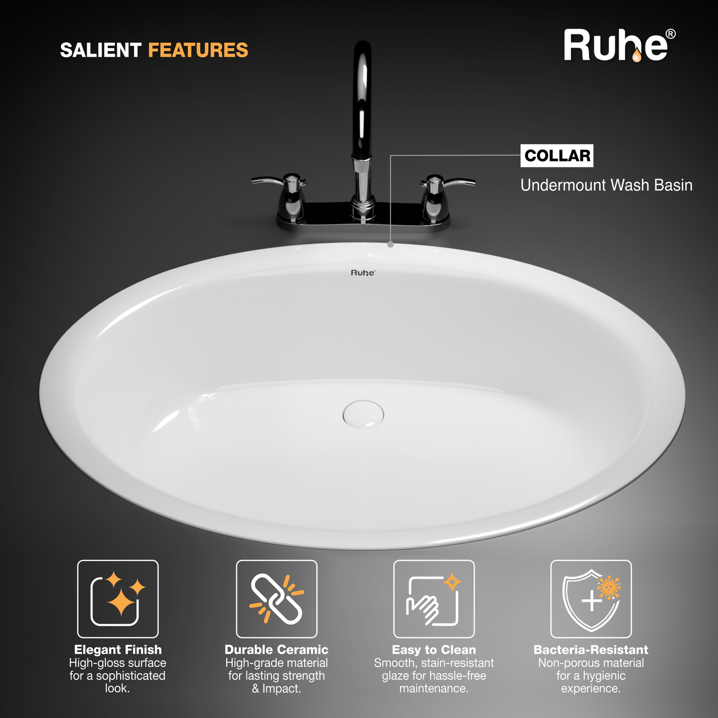 Collar Undermount Wash Basin (Features)