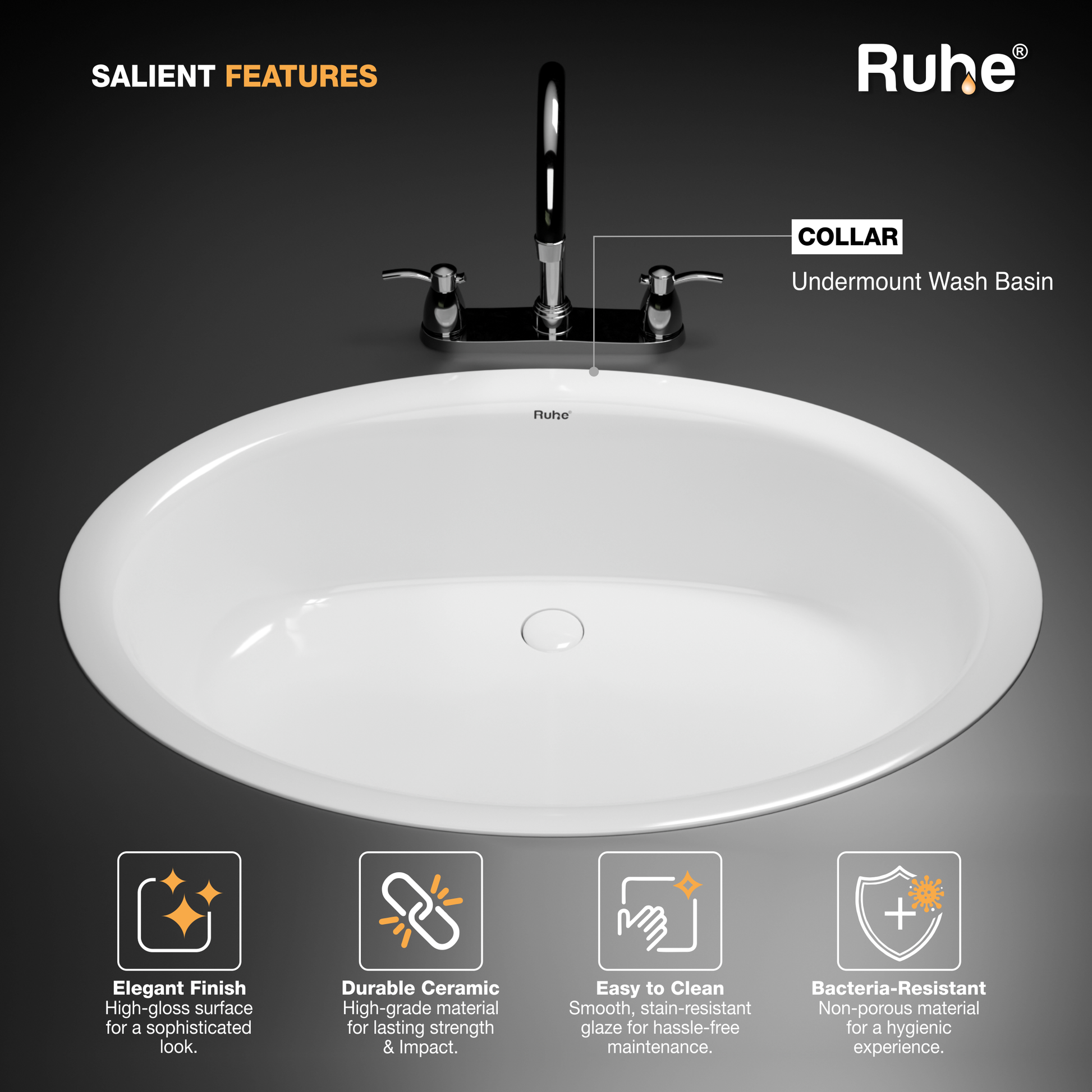 Collar Undermount Wash Basin (Features)