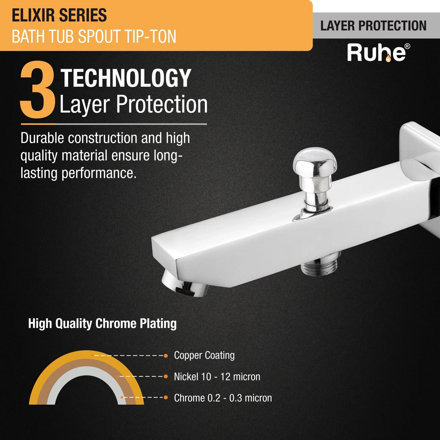 Elixir Bathtub Tap with Tip-Ton Button (Only Spout) - by Ruhe