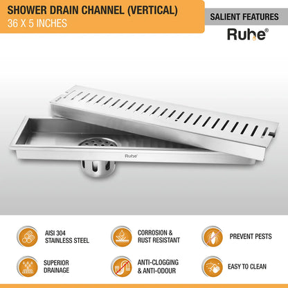 Vertical Shower Drain Channel (5 Inches)