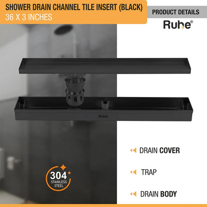 Tile-Insert Shower Drain Channel (3 Inches)