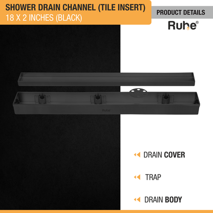 Tile-Insert Shower Drain Channel Coloured (2 Inches)