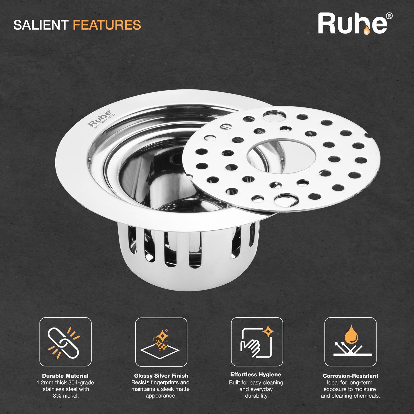 Round Floor Drain with Lock and Cockroach Trap (5 Inches)