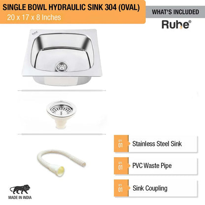 Oval Single Bowl Kitchen Sink (20 x 17 x 8 Inches), What’s Included