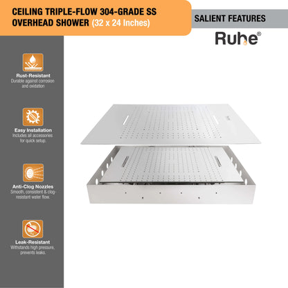 Ceiling Overhead Shower With Triple Flow