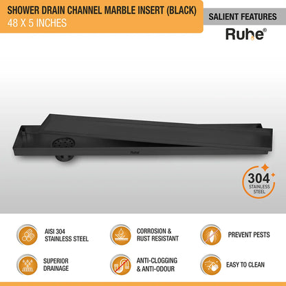 Marble-Insert Shower Drain Channel 5 inches