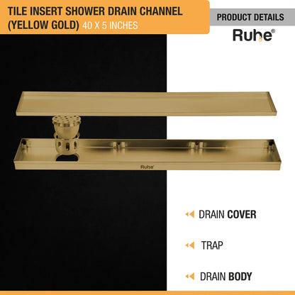 Tile-Insert Shower Drain Channel (5 Inches)