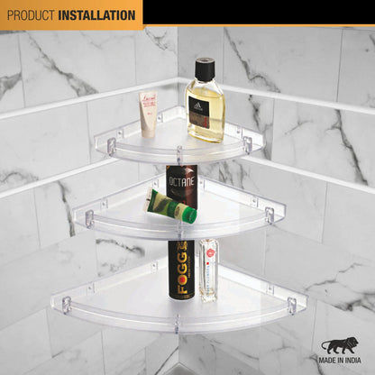 Round ABS Corner Shelf Tray (Set of 3) installation